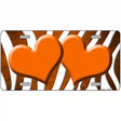 Orange White Zebra Hearts Oil Rubbed Metal Novelty License Plate 12" x 6" (LP)