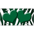 Green White Zebra Hearts Oil Rubbed Metal Novelty License Plate 12" x 6" (LP)