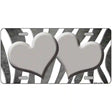 Gray White Zebra Hearts Oil Rubbed Metal Novelty License Plate 12" x 6" (LP)