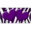 Purple White Zebra Hearts Oil Rubbed Metal Novelty License Plate 12" x 6" (LP)