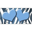 Light Blue White Zebra Hearts Oil Rubbed Metal Novelty License Plate 12" x 6" (LP)