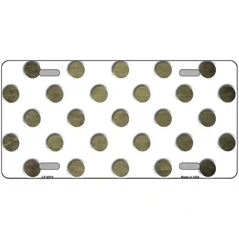 Gold White Dots Oil Rubbed Metal Novelty License Plate 12" x 6" (LP)