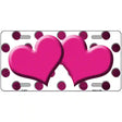 Pink White Dots Hearts Oil Rubbed Metal Novelty License Plate 12" x 6" (LP)