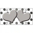 Gray White Dots Hearts Oil Rubbed Metal Novelty License Plate 12" x 6" (LP)