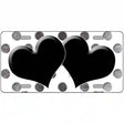 Black White Dots Hearts Oil Rubbed Metal Novelty License Plate 12" x 6" (LP)