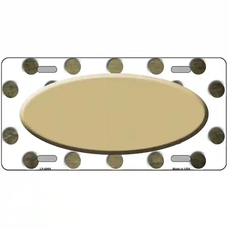 Gold White Dots Oval Oil Rubbed Metal Novelty License Plate 12" x 6" (LP)