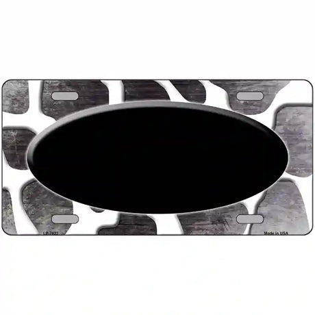 Black White Oval Giraffe Oil Rubbed Metal Novelty License Plate 12" x 6" (LP)