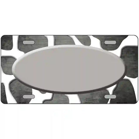 Gray White Oval Giraffe Oil Rubbed Metal Novelty License Plate 12" x 6" (LP)