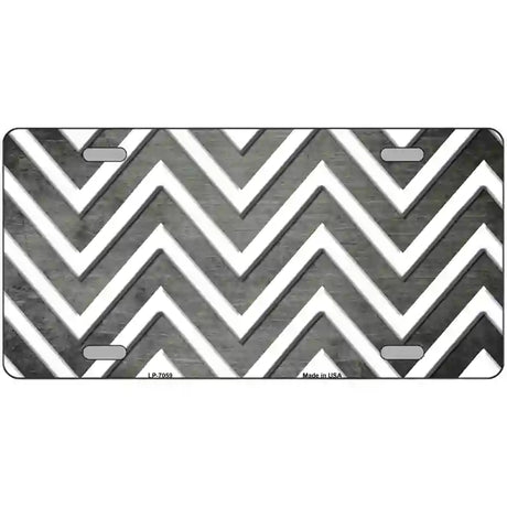 Gray White Chevron Oil Rubbed Metal Novelty License Plate 12" x 6" (LP)