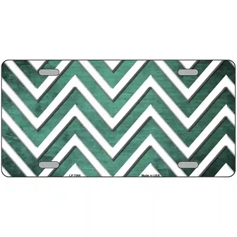 Mint White Chevron Oil Rubbed Metal Novelty License Plate 12" x 6" (LP)