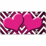 Pink White Hearts Chevron Oil Rubbed Metal Novelty License Plate 12" x 6" (LP)