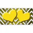 Yellow White Hearts Chevron Oil Rubbed Metal Novelty License Plate 12" x 6" (LP)