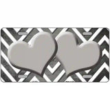 Gray White Hearts Chevron Oil Rubbed Metal Novelty License Plate 12" x 6" (LP)