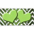 Lime Green White Hearts Chevron Oil Rubbed Metal Novelty License Plate 12" x 6" (LP)