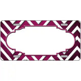 Pink White Chevron Scallop Oil Rubbed Metal Novelty License Plate 12" x 6" (LP)