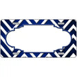 Blue White Chevron Scallop Oil Rubbed Metal Novelty License Plate 12" x 6" (LP)