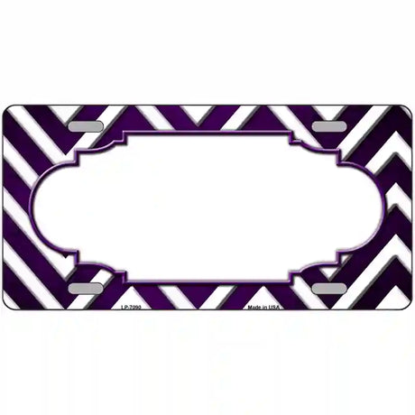 Purple White Chevron Scallop Oil Rubbed Metal Novelty License Plate 12" x 6" (LP)