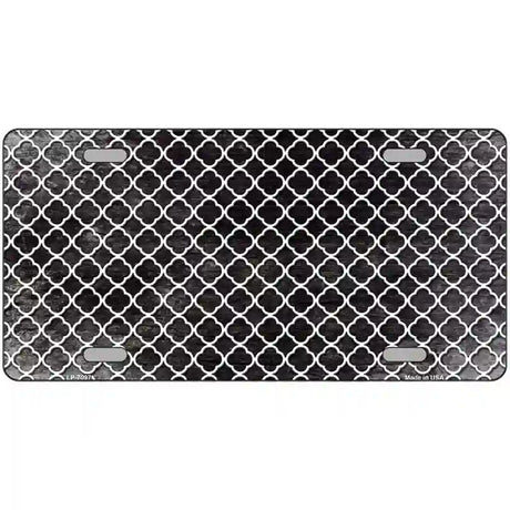 Black White Quatrefoil Oil Rubbed Metal Novelty License Plate 12" x 6" (LP)