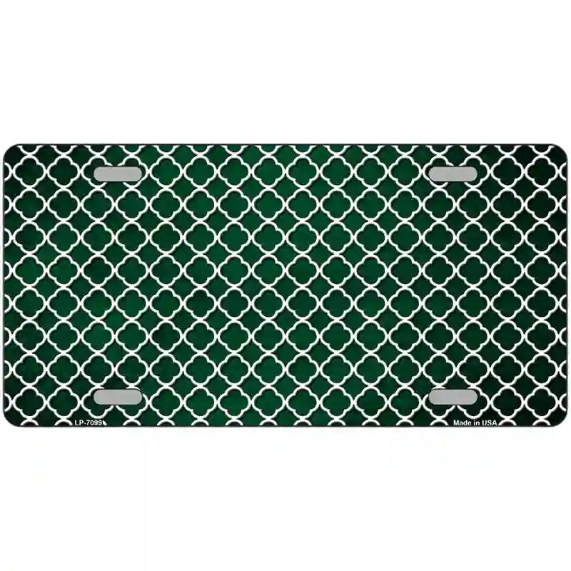 Green White Quatrefoil Oil Rubbed Metal Novelty License Plate 12" x 6" (LP)