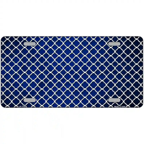 Blue White Quatrefoil Oil Rubbed Metal Novelty License Plate 12" x 6" (LP)