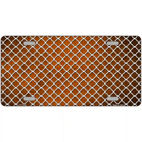 Orange White Quatrefoil Oil Rubbed Metal Novelty License Plate 12" x 6" (LP)