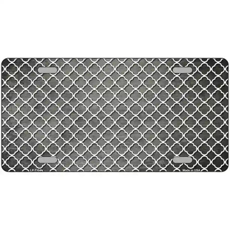 Gray White Quatrefoil Oil Rubbed Metal Novelty License Plate 12" x 6" (LP)