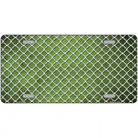 Lime Green White Quatrefoil Oil Rubbed Metal Novelty License Plate 12" x 6" (LP)