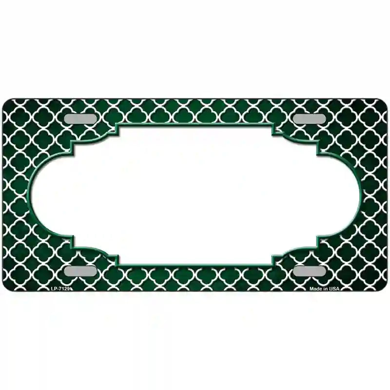 Green White Quatrefoil Scallop Oil Rubbed Metal Novelty License Plate 12" x 6" (LP)