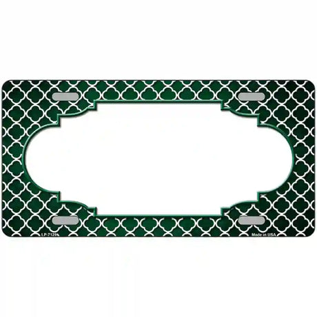 Green White Quatrefoil Scallop Oil Rubbed Metal Novelty License Plate 12" x 6" (LP)