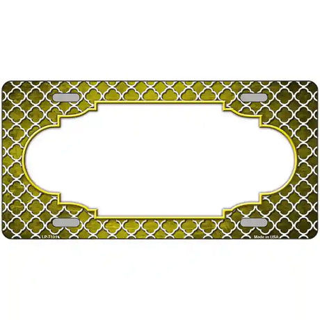 Yellow White Quatrefoil Scallop Oil Rubbed Metal Novelty License Plate 12" x 6" (LP)