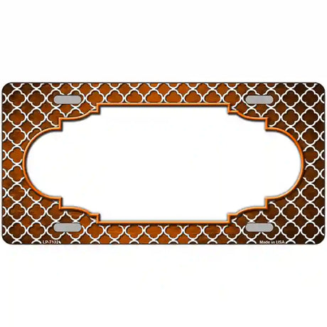 Orange White Quatrefoil Scallop Oil Rubbed Metal Novelty License Plate 12" x 6" (LP)