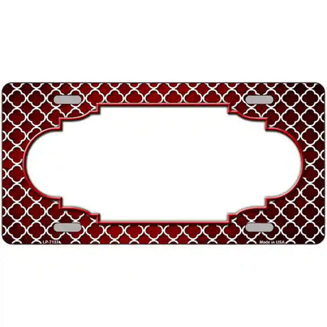 Red White Quatrefoil Scallop Oil Rubbed Metal Novelty License Plate 12" x 6" (LP)