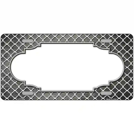 Gray White Quatrefoil Scallop Oil Rubbed Metal Novelty License Plate 12" x 6" (LP)