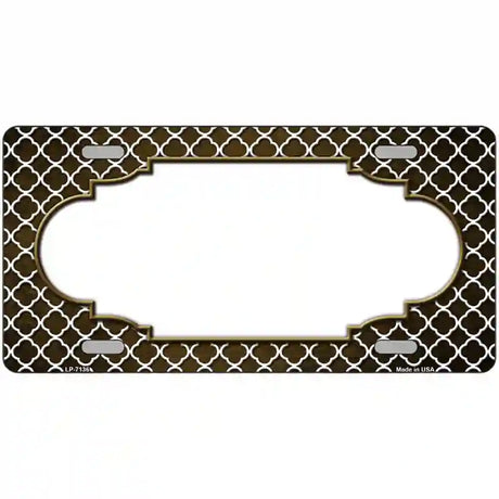 Brown White Quatrefoil Scallop Oil Rubbed Metal Novelty License Plate 12" x 6" (LP)