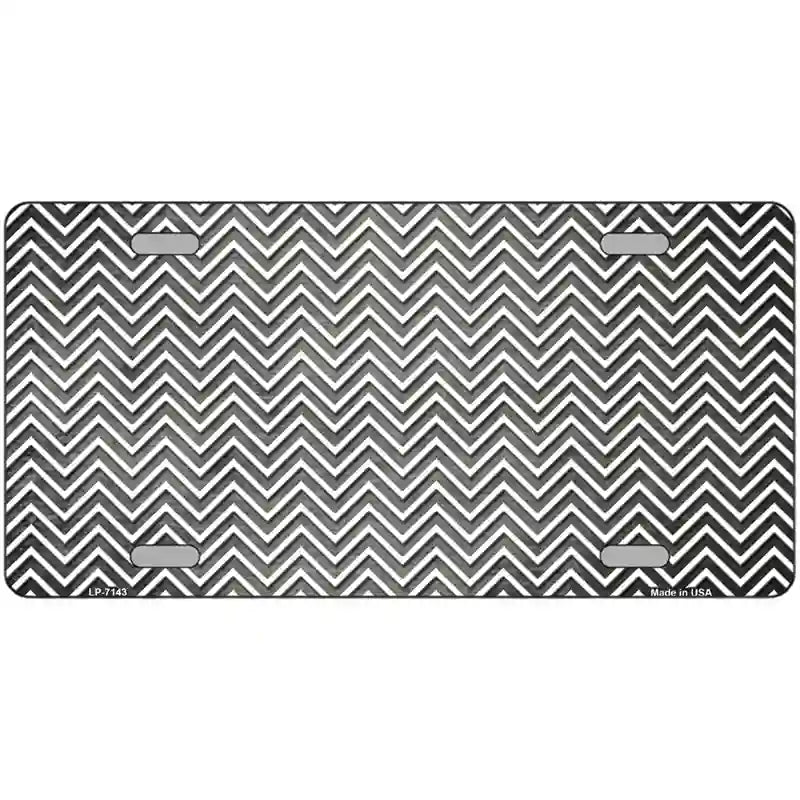 Gray White Small Chevron Oil Rubbed Metal Novelty License Plate 12" x 6" (LP)