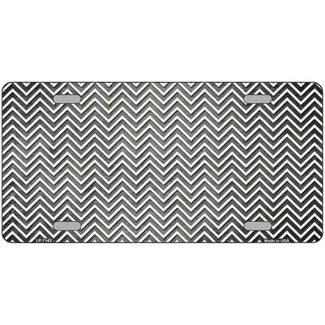 Gray White Small Chevron Oil Rubbed Metal Novelty License Plate 12" x 6" (LP)