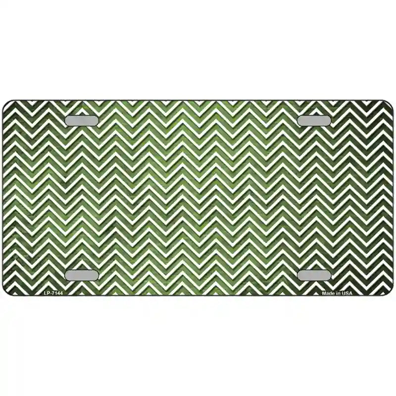 Lime Green White Small Chevron Oil Rubbed Metal Novelty License Plate 12" x 6" (LP)