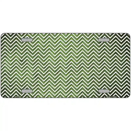 Lime Green White Small Chevron Oil Rubbed Metal Novelty License Plate 12" x 6" (LP)