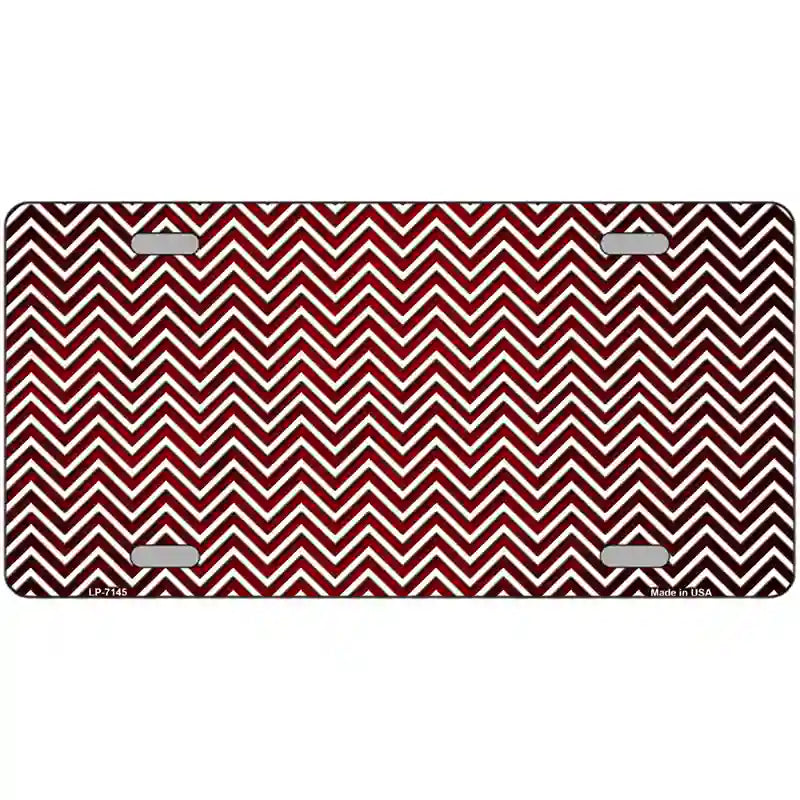 Red White Small Chevron Oil Rubbed Metal Novelty License Plate 12" x 6" (LP)