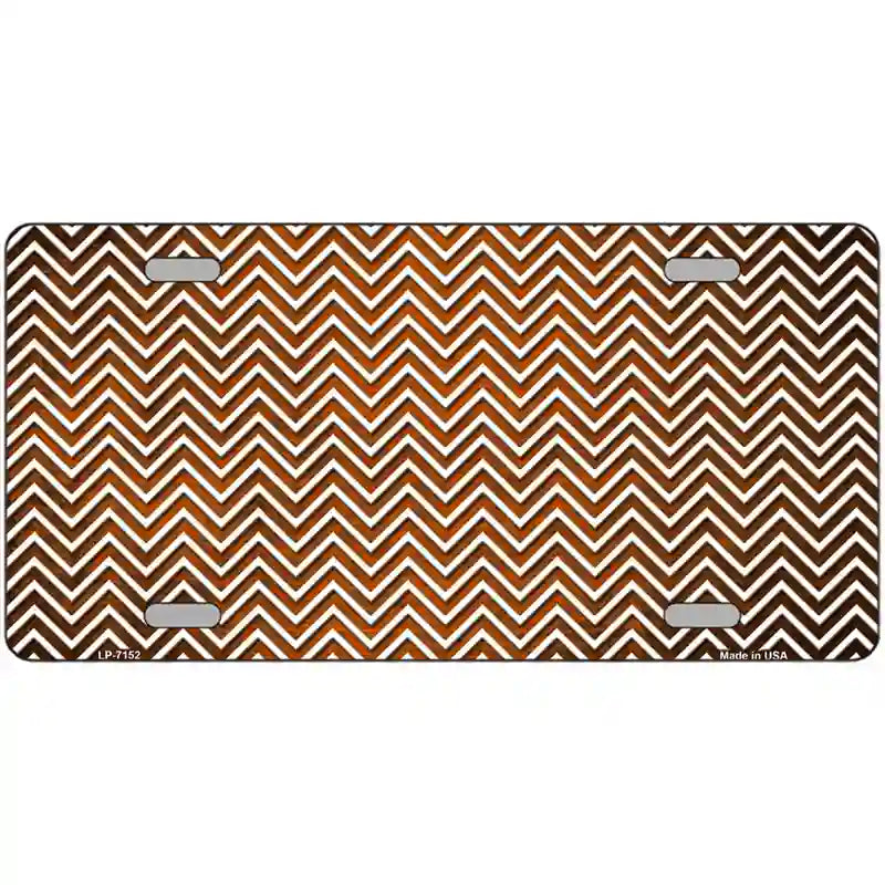 Orange White Small Chevron Oil Rubbed Metal Novelty License Plate 12" x 6" (LP)