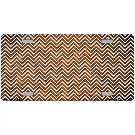 Orange White Small Chevron Oil Rubbed Metal Novelty License Plate 12" x 6" (LP)