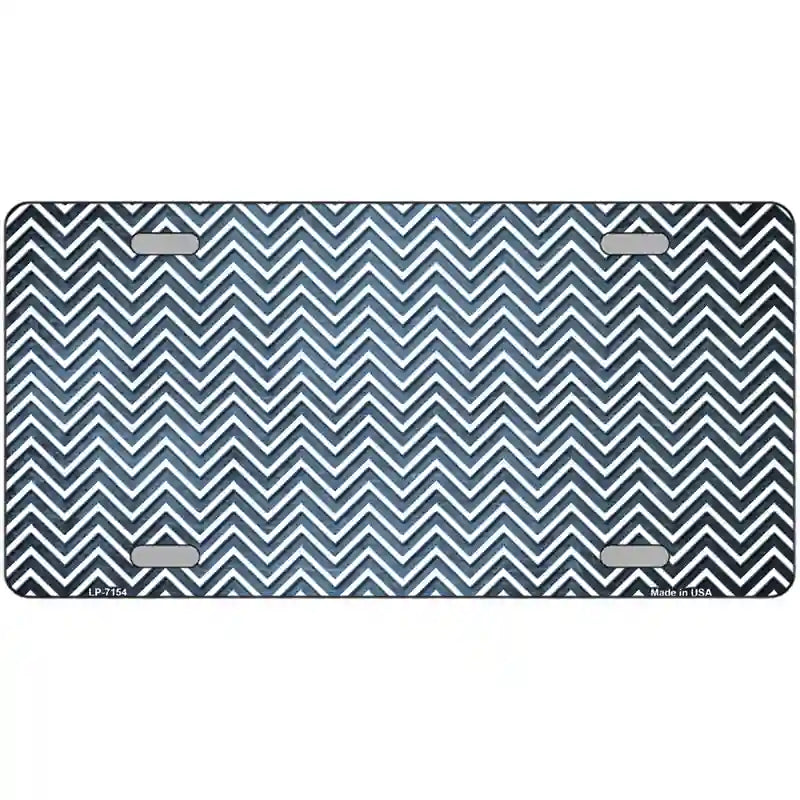 Light Blue White Small Chevron Oil Rubbed Metal Novelty License Plate 12" x 6" (LP)