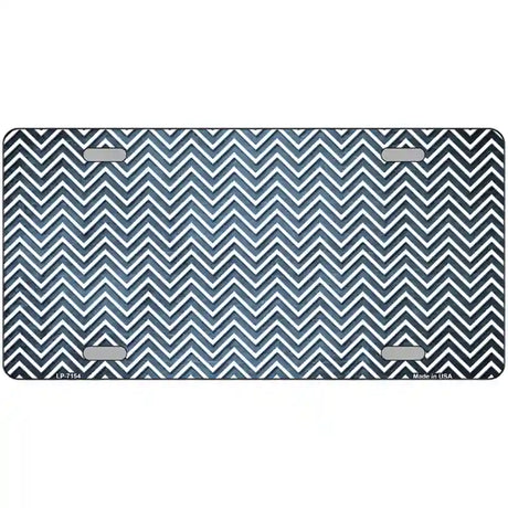 Light Blue White Small Chevron Oil Rubbed Metal Novelty License Plate 12" x 6" (LP)