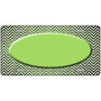 Lime Green White Small Chevron Oval Oil Rubbed Metal Novelty License Plate 12" x 6" (LP)