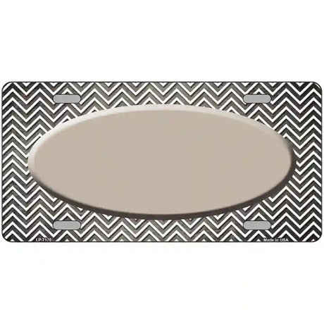 Tan White Small Chevron Oval Oil Rubbed Metal Novelty License Plate 12" x 6" (LP)