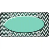 Mint White Small Chevron Oval Oil Rubbed Metal Novelty License Plate 12" x 6" (LP)