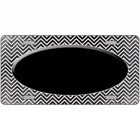 Black White Small Chevron Oval Oil Rubbed Metal Novelty License Plate 12" x 6" (LP)