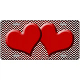 Red White Small Chevron Hearts Oil Rubbed Metal Novelty License Plate 12" x 6" (LP)