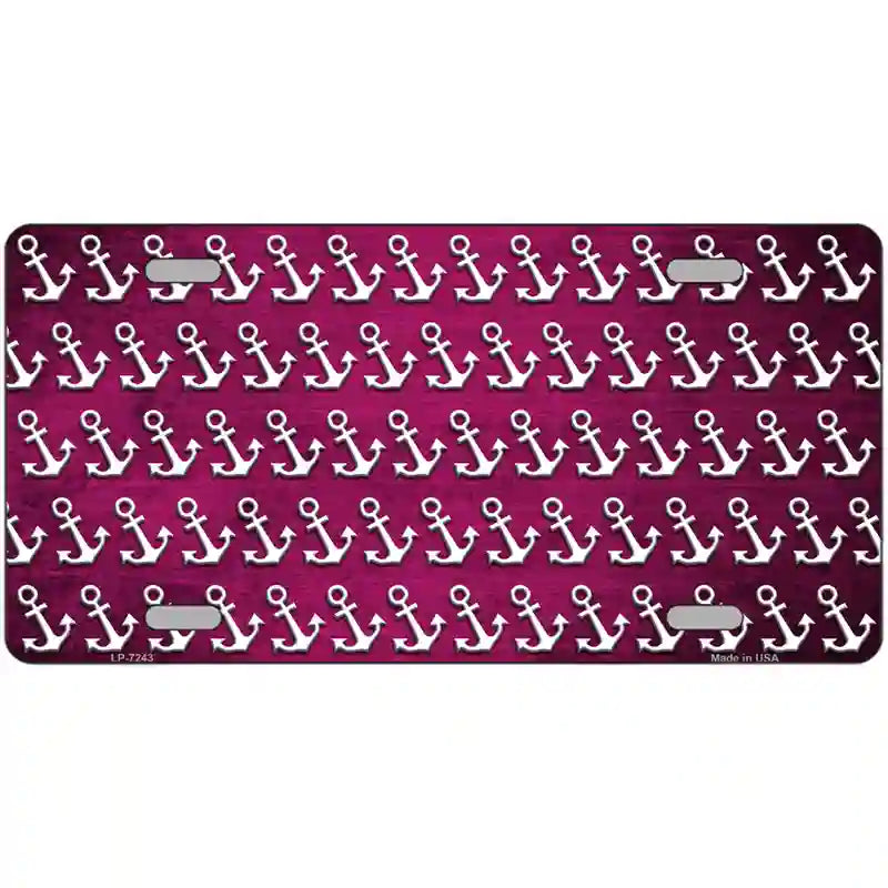 Pink White Anchor Oil Rubbed Metal Novelty License Plate 12" x 6" (LP)