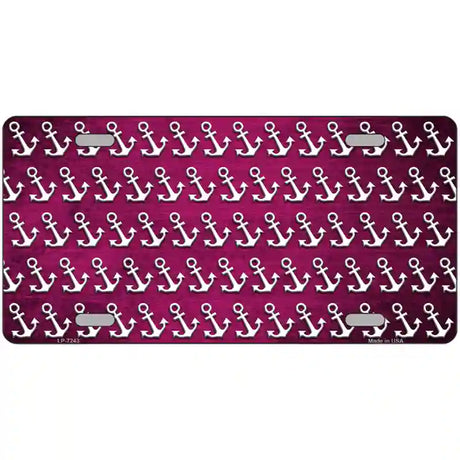 Pink White Anchor Oil Rubbed Metal Novelty License Plate 12" x 6" (LP)